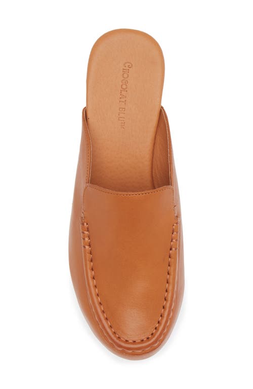 Chocolat Blu Gemm Platform Loafer Mule In Cognac Leather