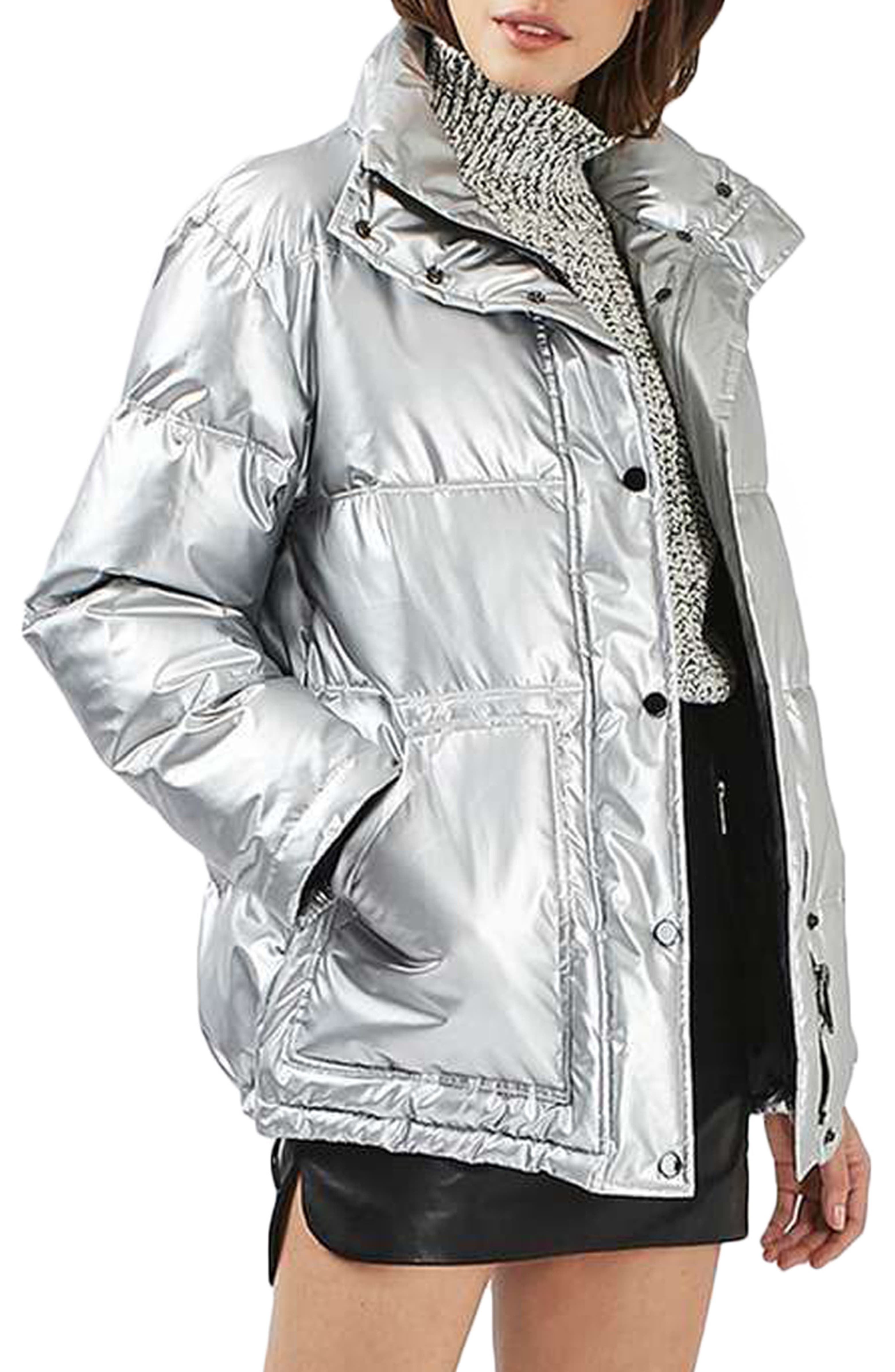 Topshop Bianca Metallic Puffer Jacket | Nordstrom