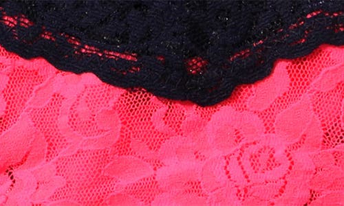 Shop Hanky Panky Colorplay Original Lace Thong In Pink/black