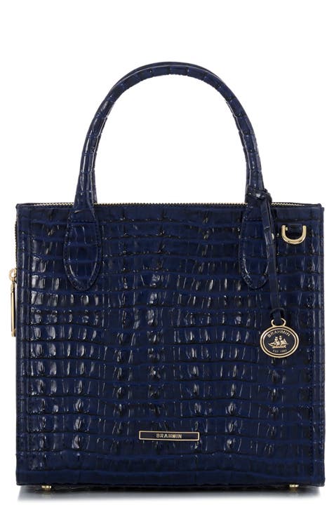 Great Brahmin Handbag Remy Denim Blue Melbourne Leather Crossbody Shoulder  Bag