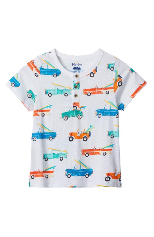 Hatley Surf Cars Cotton Henley in White