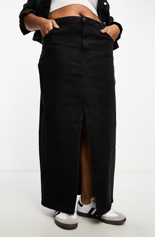 Curve Denim Maxi Skirt in Black