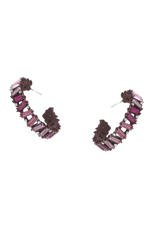 Shop Olivia Welles Naia Rhinestone Hoop Earrings In Gold/burgundy