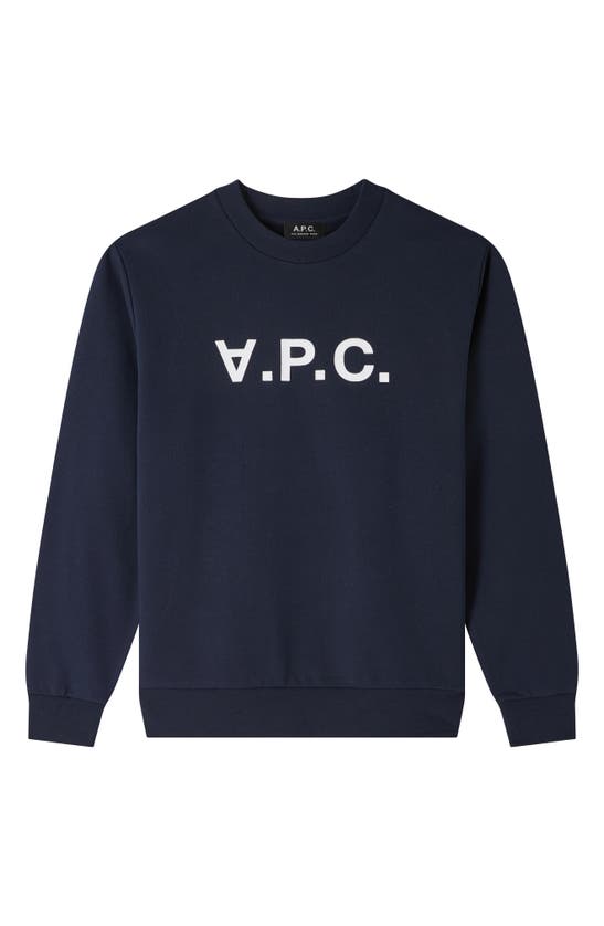 Shop Apc A.p.c. Grand V.p.c. Logo Sweatshirt In Dark Navy Ecru