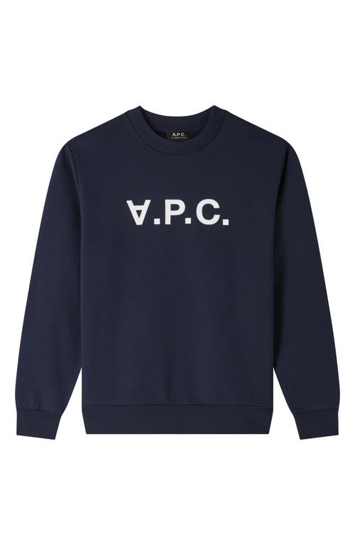 A. P.C. Grand V. Logo Sweatshirt Navy at Nordstrom,