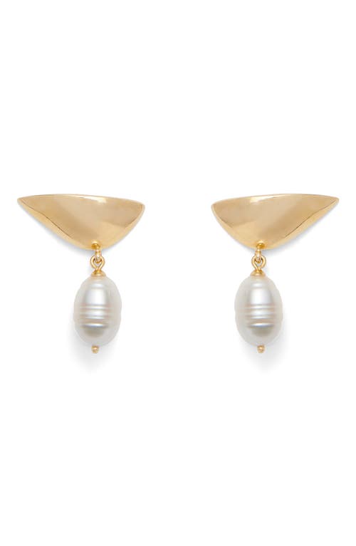 Lady Grey Freshwater Pearl Lobe Earrings In Gold/white Pearl
