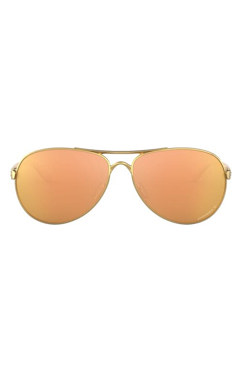 Oakley 59mm Polarized Aviator Sunglasses in Polished Gold/Prizm Rose Gold at Nordstrom
