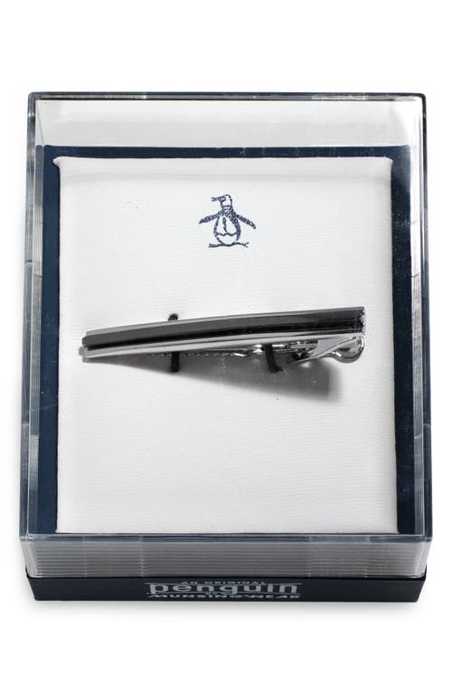 Original Penguin Silver Stripe Tie Bar In Silver