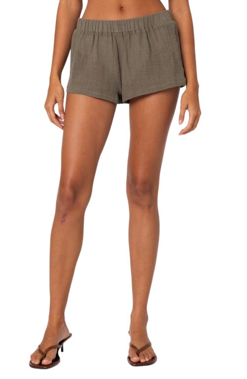 Shop Edikted Harleigh Cotton Shorts In Olive