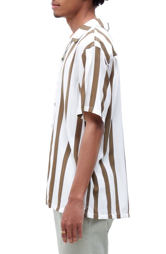 PACSUN STRIPE SHORT SLEEVE BUTTON-UP RESORT SHIRT