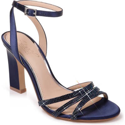 Jewel Badgley Mischka Crystal Embellished Ankle Strap Sandal- Blue
