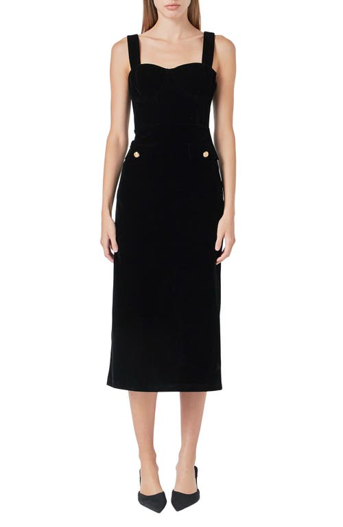 Endless Rose Open Back Velvet Midi Dress In Black