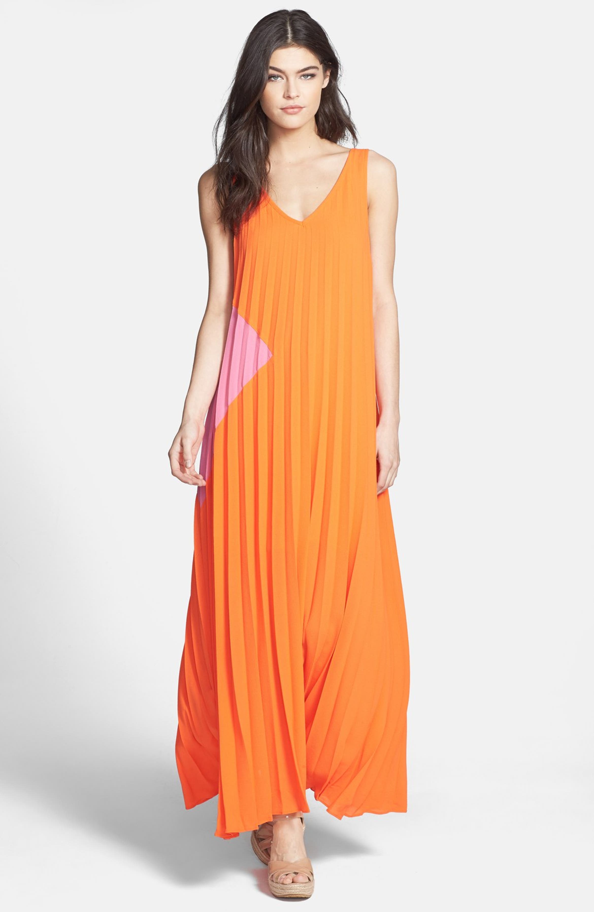 Line & Dot Sunburst Pleat Maxi Dress | Nordstrom