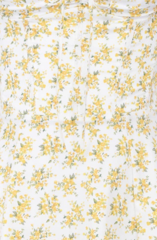 Shop House Of Cb Rosalee Floral Stretch Cotton Petticoat Dress In Yellow Floral Print