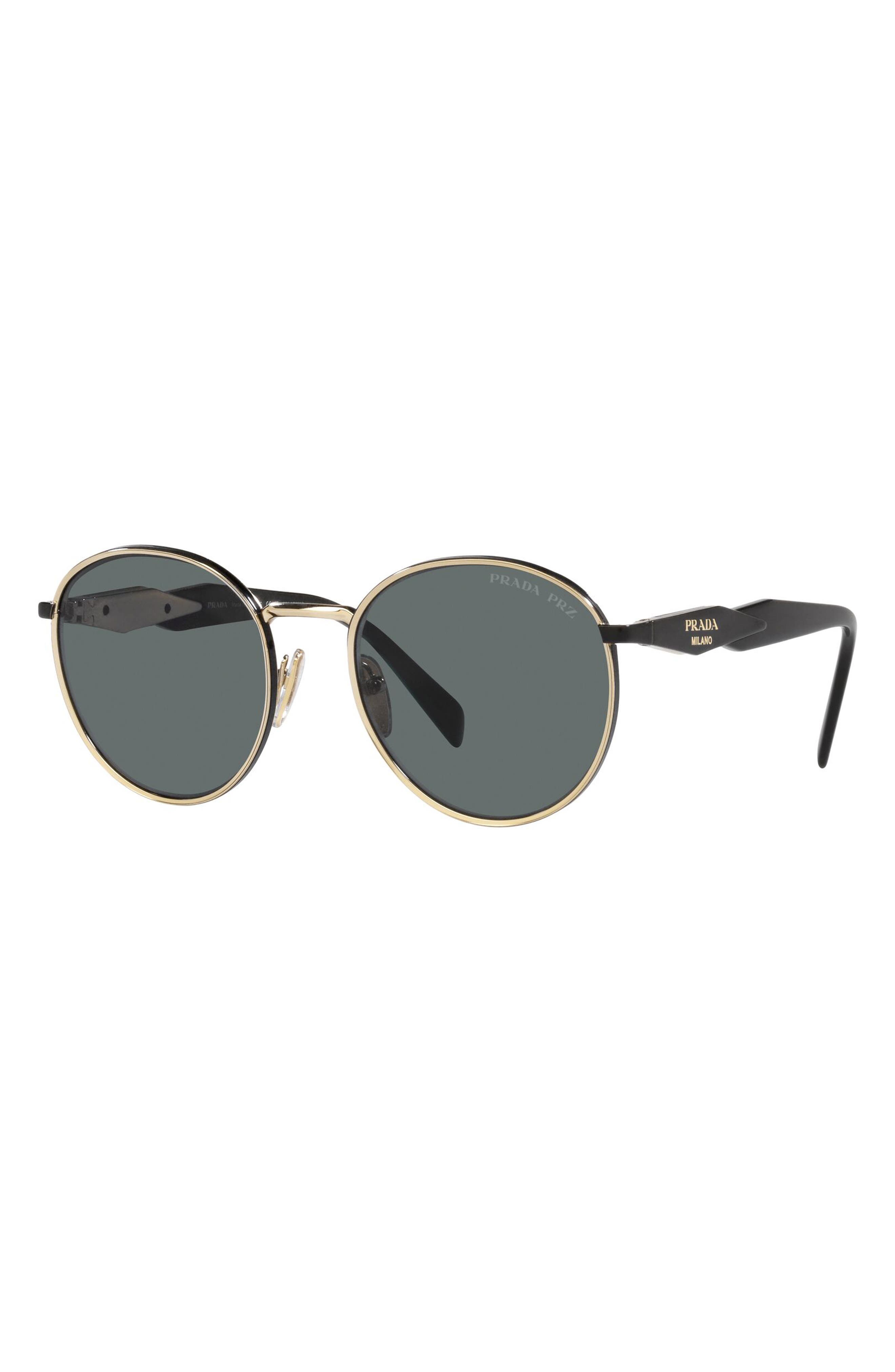 prada 54mm round aviator sunglasses