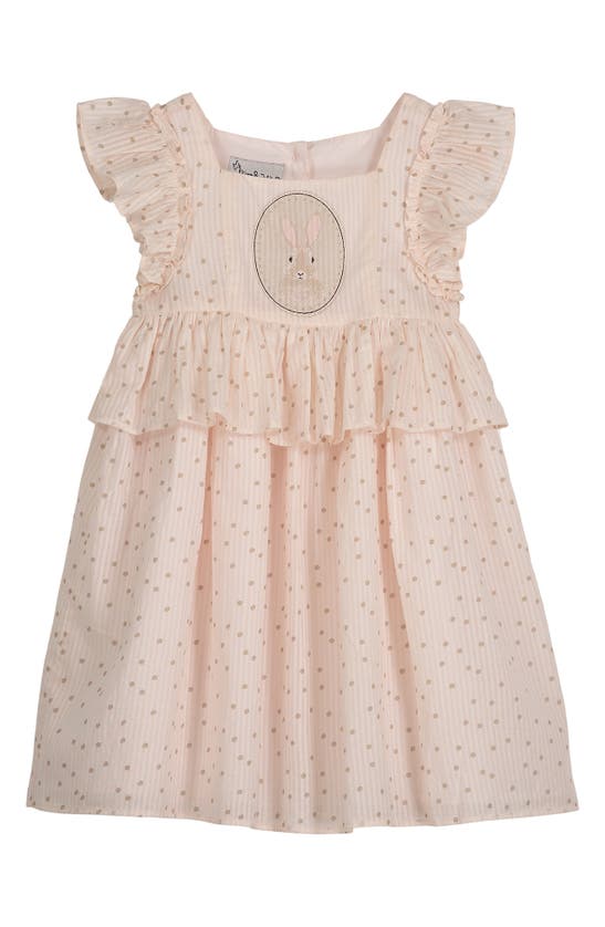 Pastourelle By Pippa & Julie Babies' Pippa And Julie Bunny Flutter Sleeve Dress In Peach