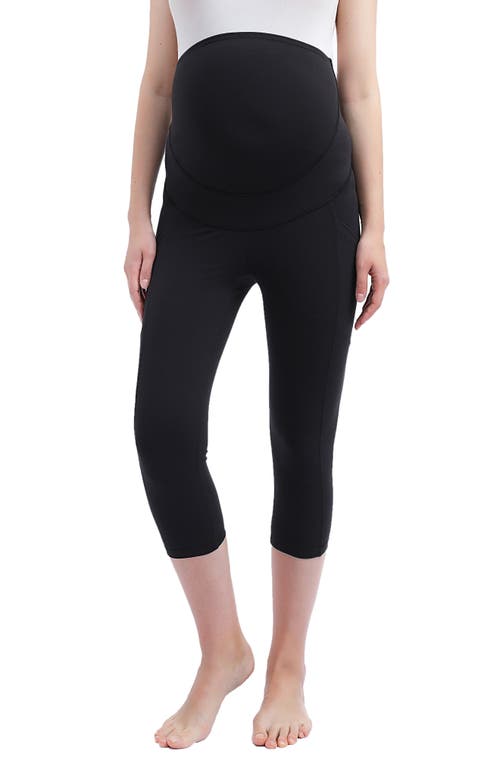 Kimi and Kai Mai Belly & Back Support Pocket Crop Maternity Tights in Black