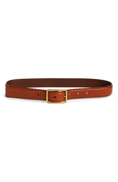 Madewell Rectangle Buckle Leather Belt in English Saddle at Nordstrom, Size X-Small