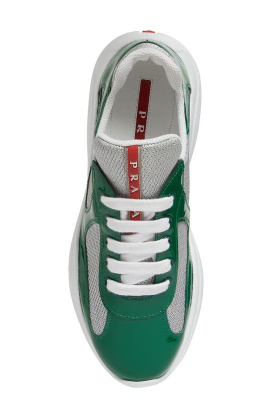 Prada America's Cup Vernice Patent Runner Sneakers In Verde