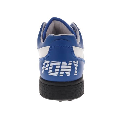 Pony Mens Astro Classic Genuine Leather Premium Lace Up Athletic Sneaker Shoe In Blue/white