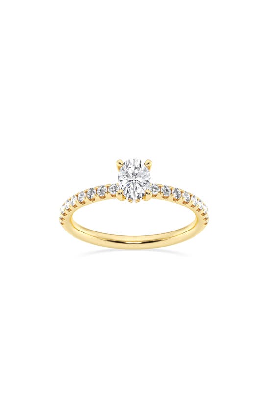 Shop Badgley Mischka Collection Oval Cut Lab Created Diamond Pavé Ring In Gold