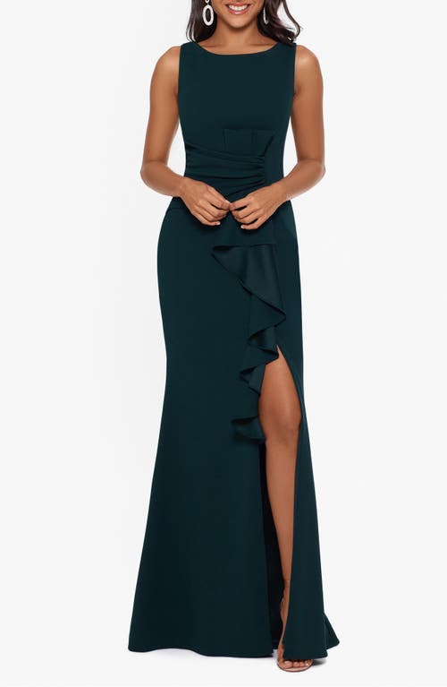 BETSY & ADAM BETSY & ADAM RUFFLE BOW GOWN