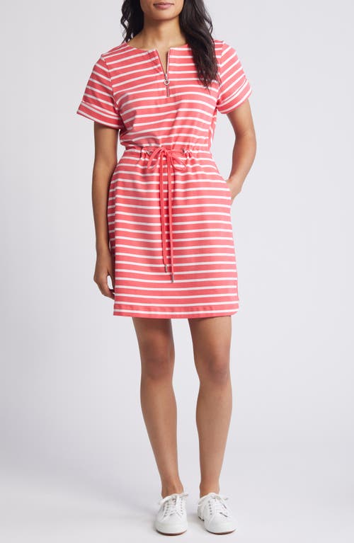 Tommy Bahama Jovanna Stripe Half Zip Dress Pink at Nordstrom,