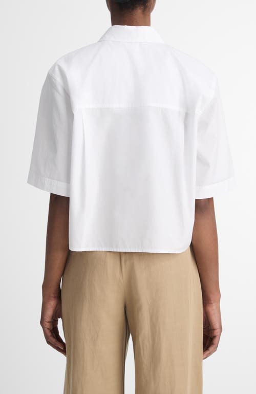 Shop Vince Oversize Crop Cotton Shirt In Optic White