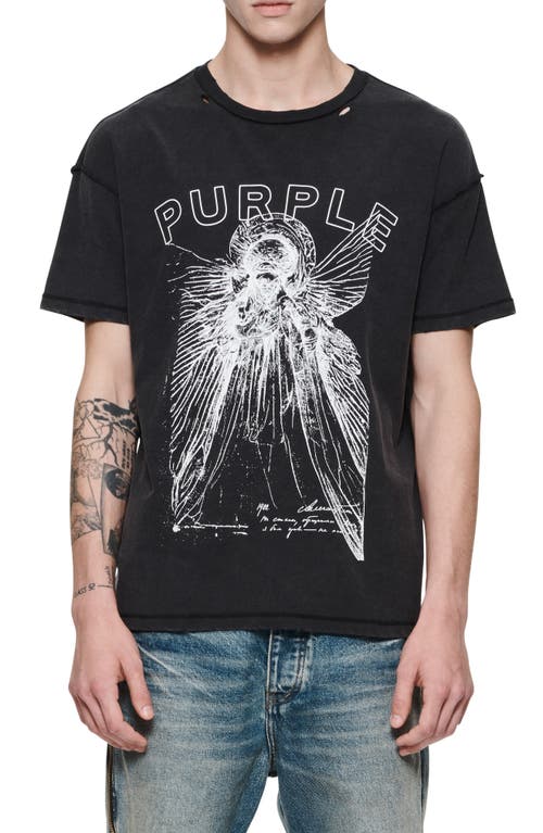 PURPLE BRAND Distressed Cotton Graphic T-Shirt Black at Nordstrom,