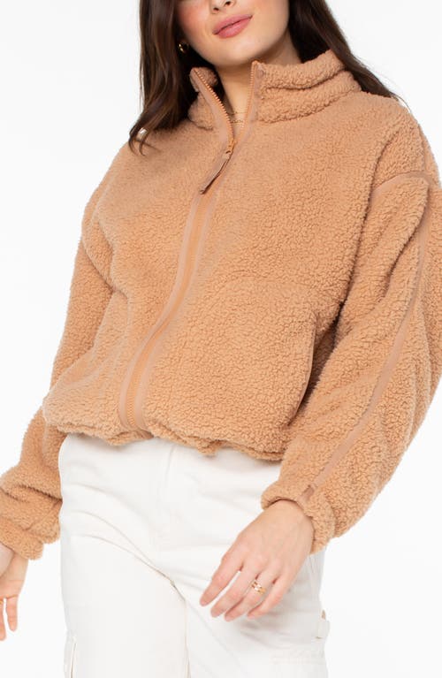 Roxy Wurlie Faux Shearling Zip Jacket In Camel
