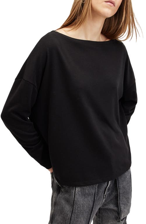 Shop Allsaints Rita Long Sleeve Boatneck T-shirt In Black