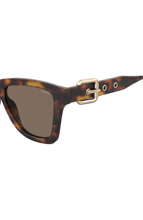 Moschino 54mm Gradient Rectangular Sunglasses In Havana/brown
