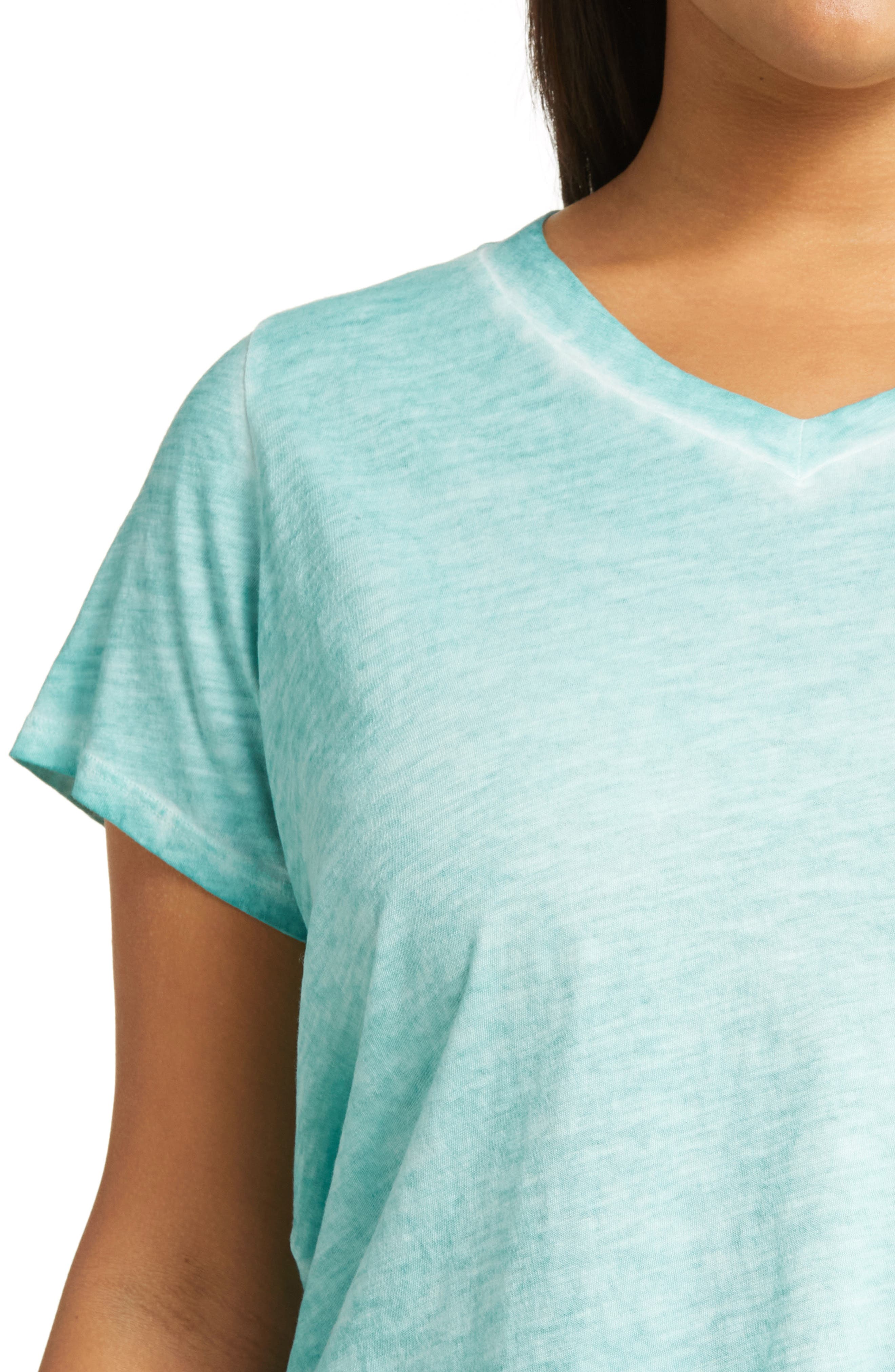 Eileen Fisher Boxy V-Neck Organic Cotton T-Shirt in Seaweed | Smart Closet