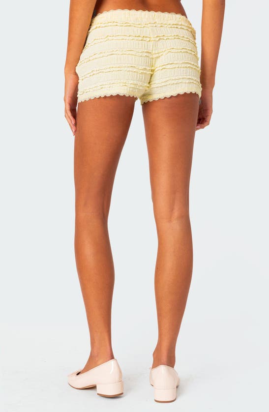 Edikted Lucy Ruffle Lace Shorts In Yellow