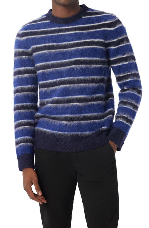 Good Man Brand Stripe Mohair & Wool Blend Crewneck Sweater in Sky Captain Stripe