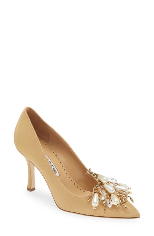 Manolo Blahnik Beaded Pointed Toe Pump Gold at Nordstrom,