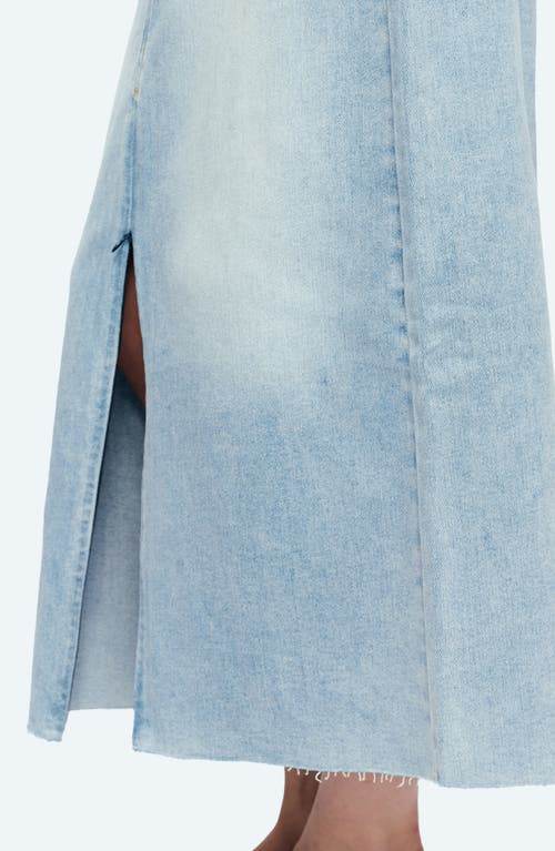 Shop Bayeas Raw Hem Denim Midi Skirt In Story