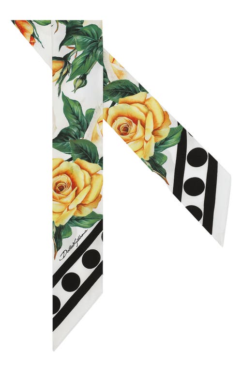 Dolce & Gabbana Dolce&gabbana Polka Dot & Floral Print Silk Skinny Scarf In Multi