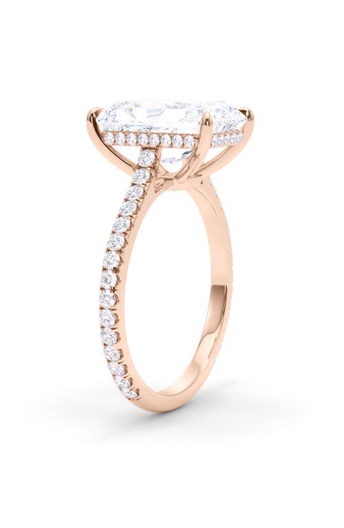 Hautecarat Radiant Cut Pavé Lab Created Diamond Ring In 3.00 Ctw 18k Rose Gold