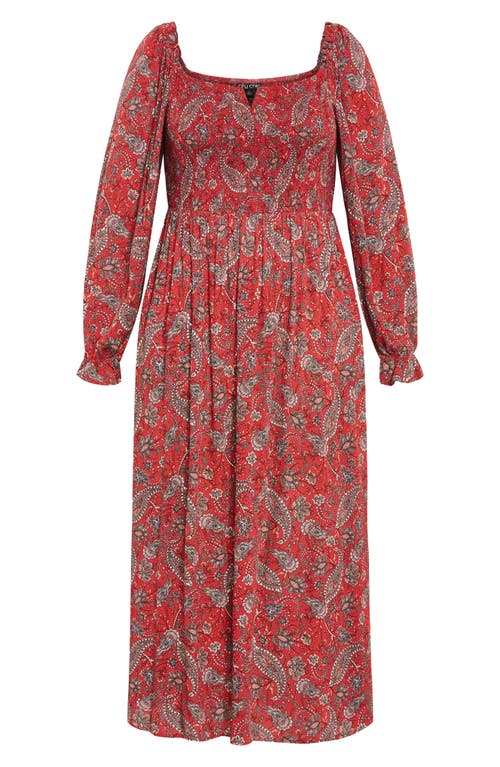 Shop City Chic Aurelia Floral Long Sleeve Dress In Paisley Vine