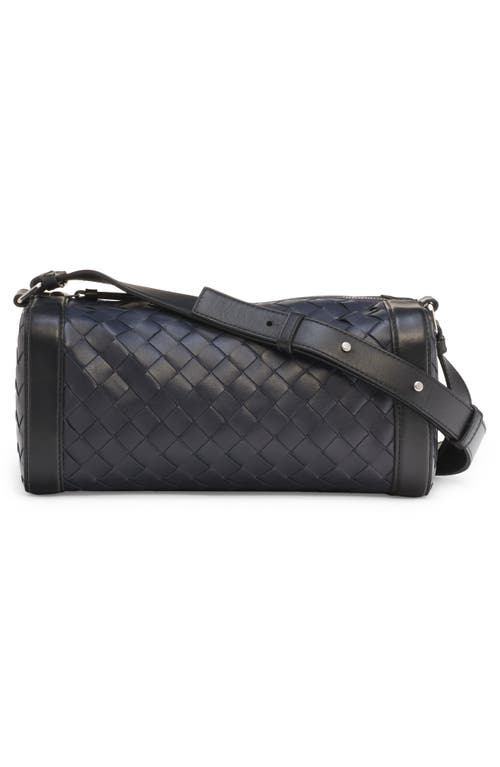 Shop Bottega Veneta Classic Intrecciato Rectangular Crossbody Bag In Space/black-silver