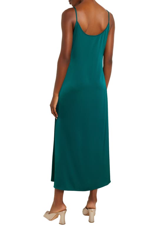 Misook Ruffle Charmeuse Crepe De Chine Maxi Dress In Spruce
