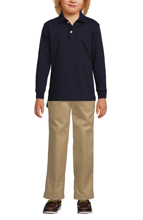 Shop Lands' End School Uniform Kids Long Sleeve Interlock Polo Shirt In Classic Navy