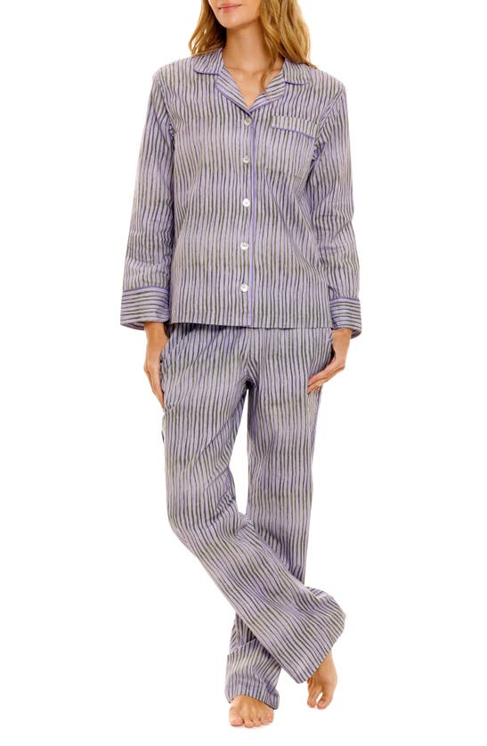 Shop The Lazy Poet Emma Seagrass & Waves Cotton Pajamas In Purple