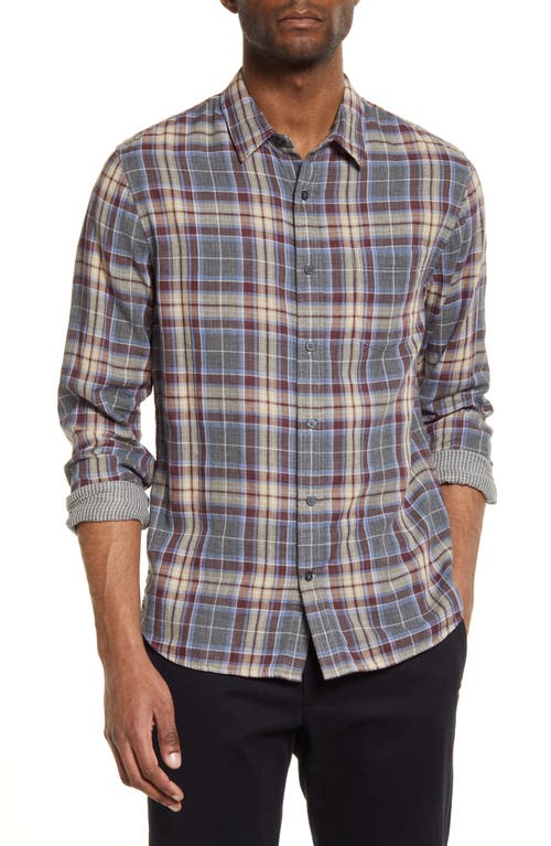 Vince Classic Fit Double Face Cambria Plaid Shirt in Med H Grey at Nordstrom, Size X-Large