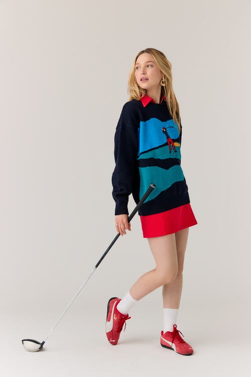 Goldie Byrd Golf Scene Sweater In Blue