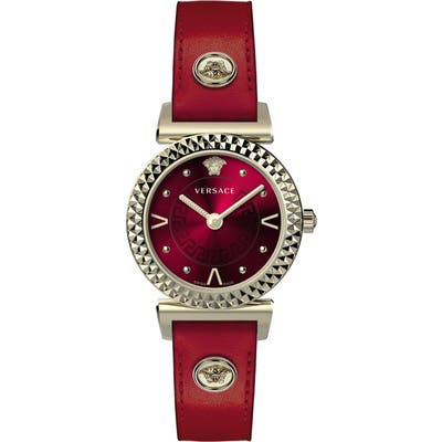 Versace Mini Vanity Leather Strap Watch, 27Mm