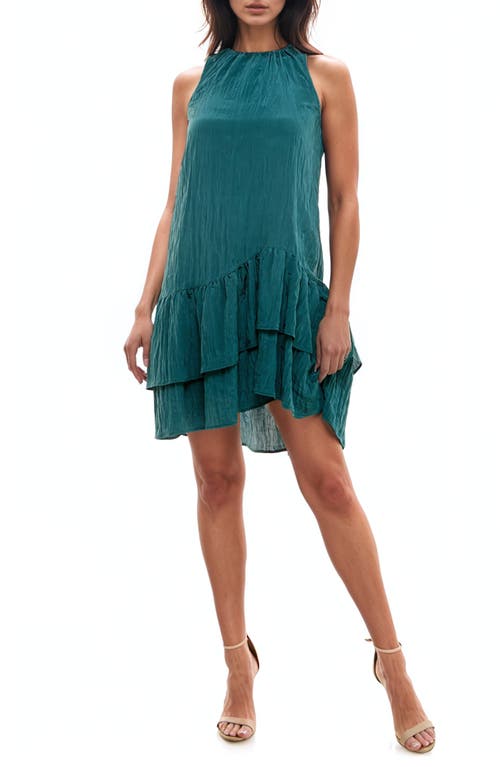 Shop Socialite Tiered Asymmetric Sleeveless Midi Dress In Jade