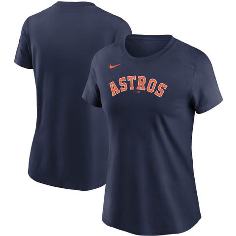 Men's Houston Astros Majestic Threads White/Navy Pinstripe Raglan T-Shirt