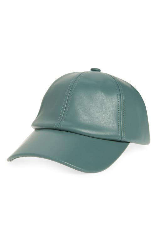 Shop Lele Sadoughi Faux Leather Baseball Cap In Charcoal